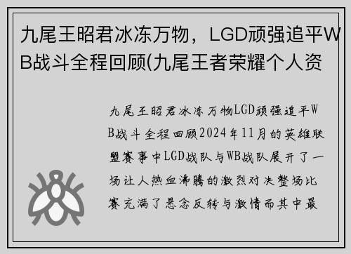 九尾王昭君冰冻万物，LGD顽强追平WB战斗全程回顾(九尾王者荣耀个人资料)